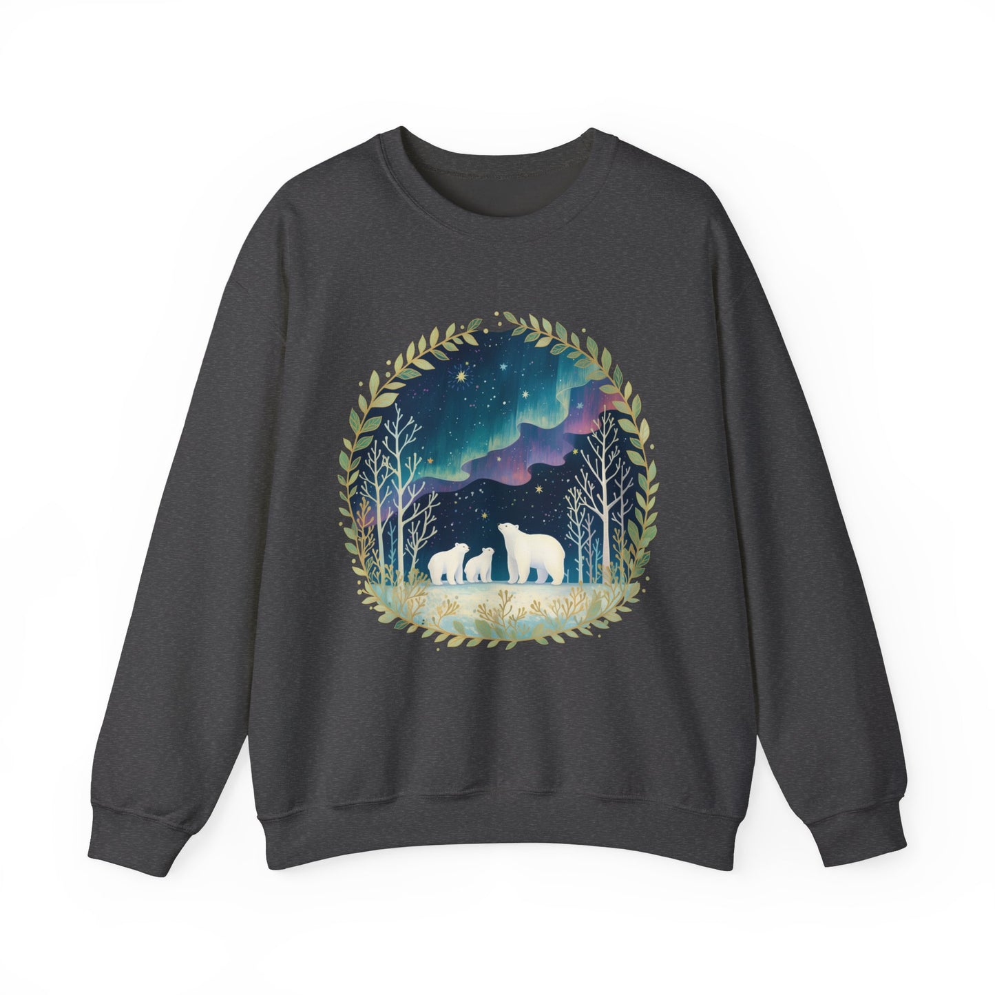 Aurora Polar Bears Unisex Heavy Blend™ Crewneck Sweatshirt