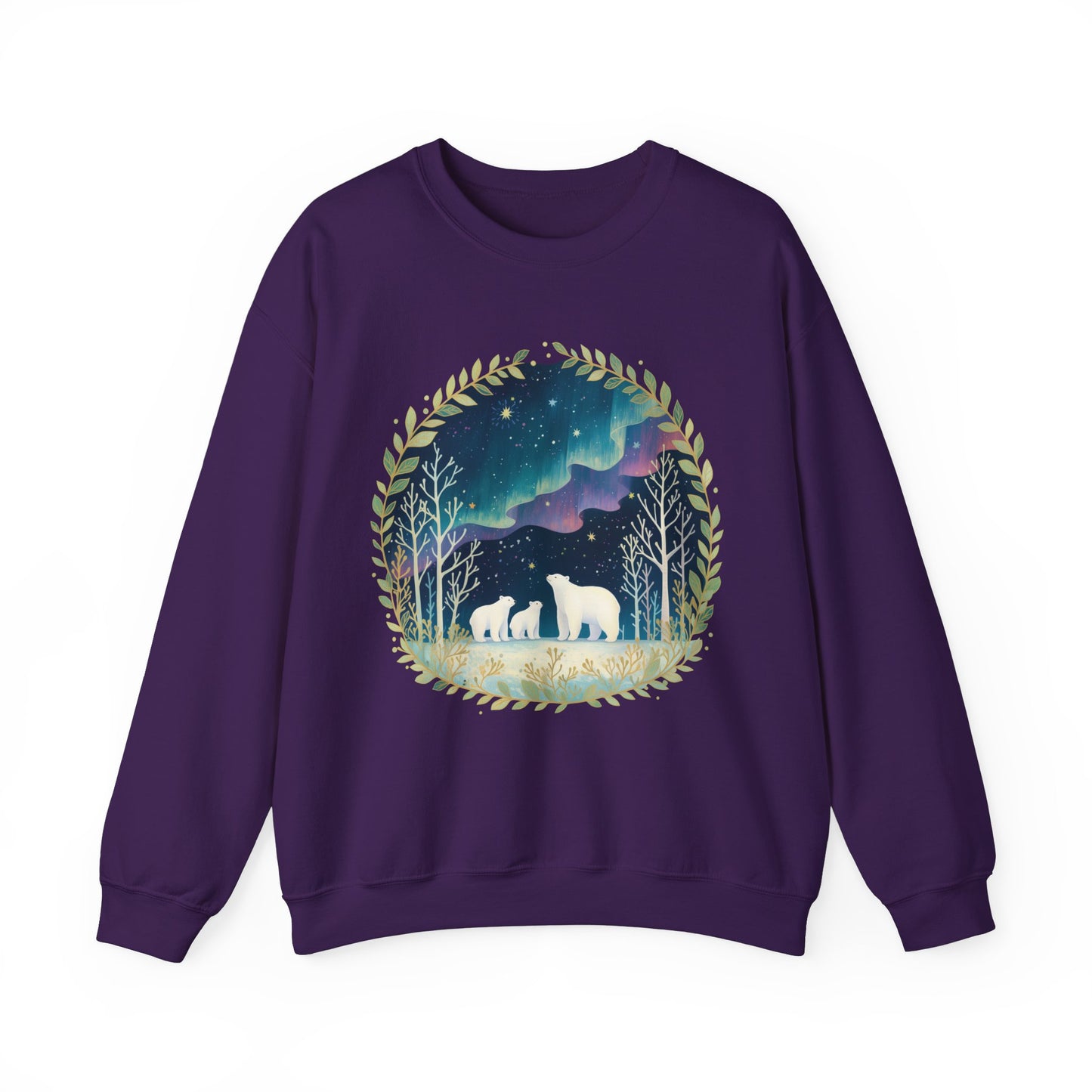 Aurora Polar Bears Unisex Heavy Blend™ Crewneck Sweatshirt