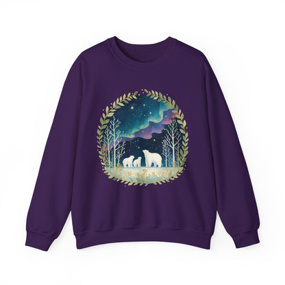 Aurora Polar Bears Unisex Heavy Blend™ Crewneck Sweatshirt