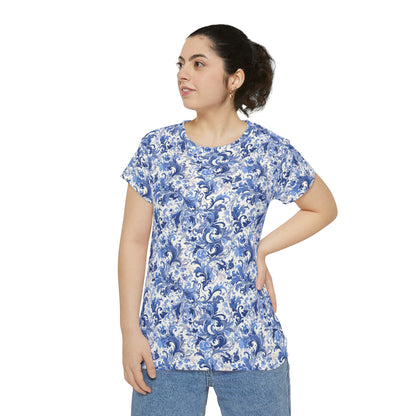 China Blue Women's Short Sleeve Shirt (AOP)