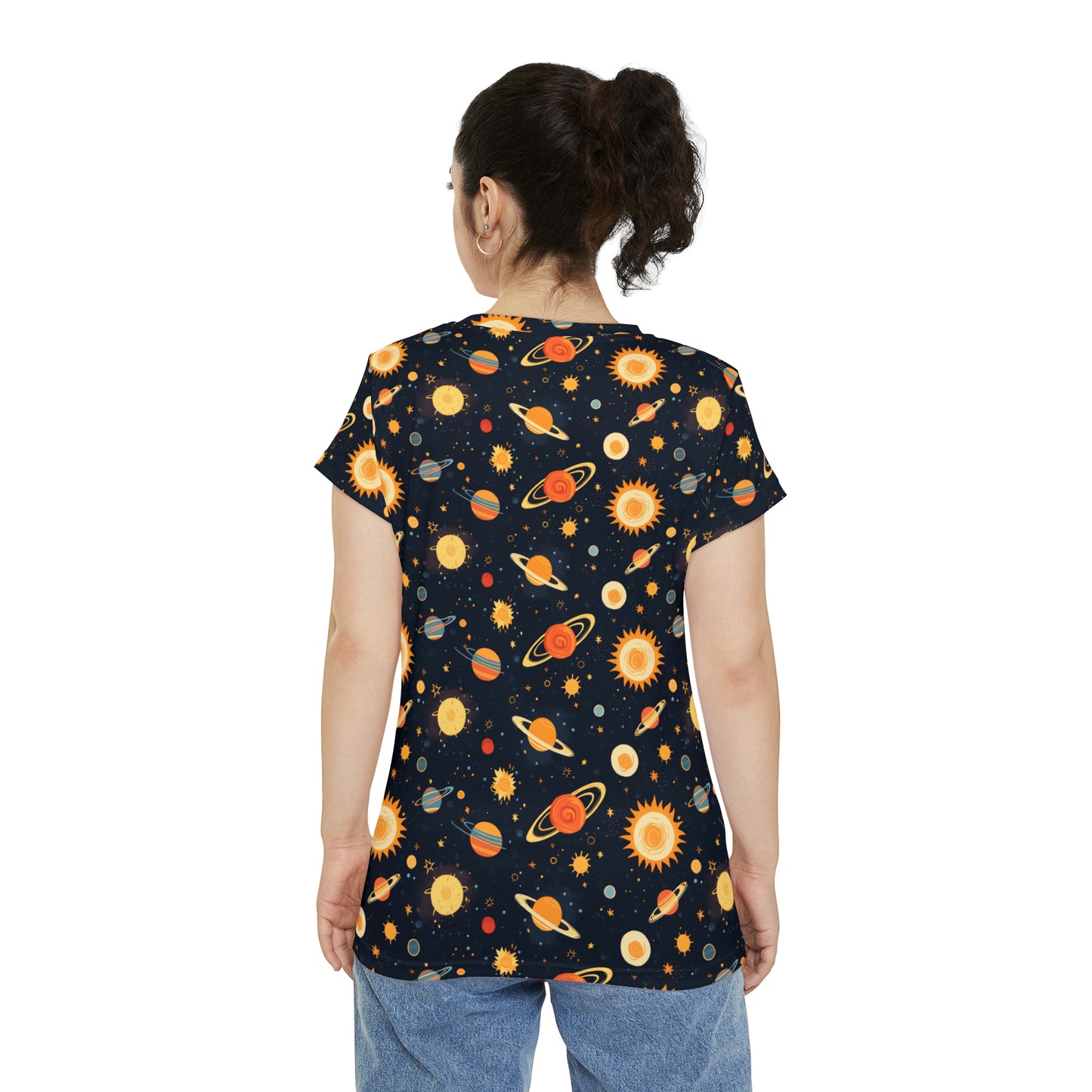 Spacing Out Women's Short Sleeve Shirt (AOP)