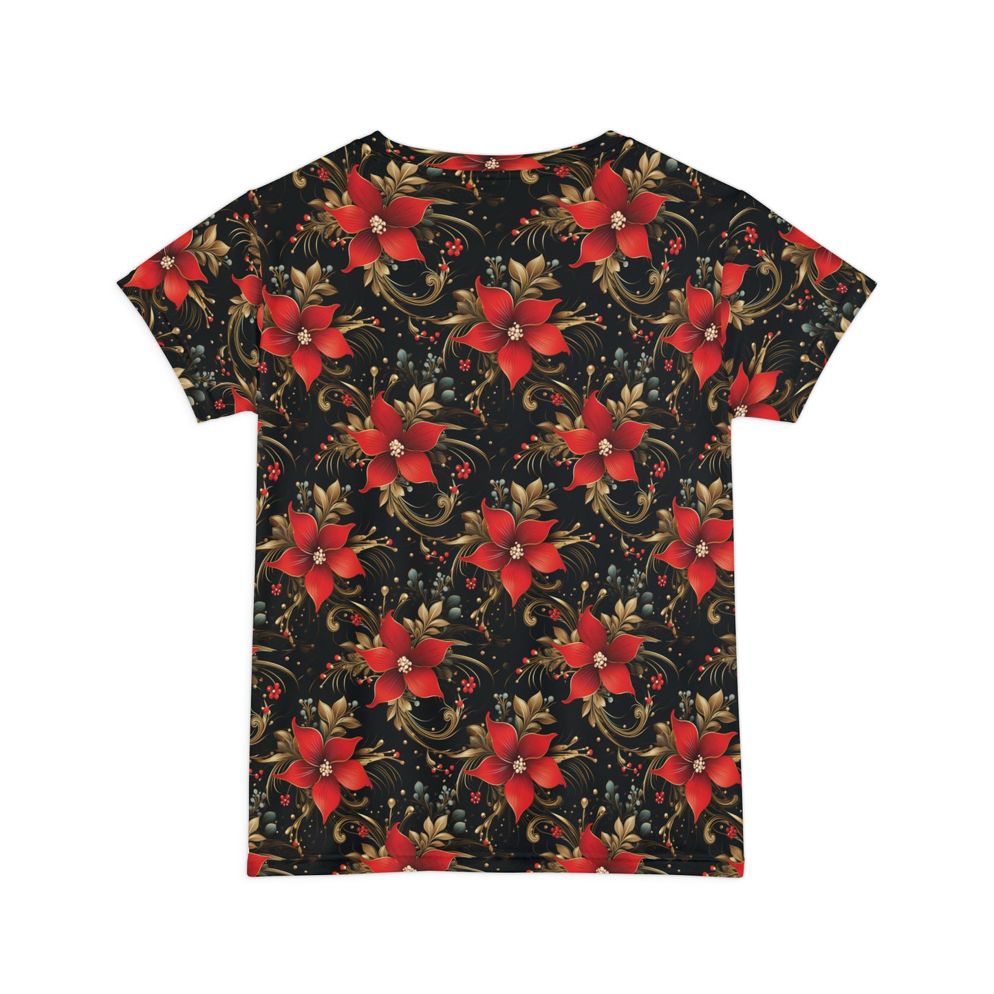 Pretty Poinsettias Women's Short Sleeve Shirt (AOP)