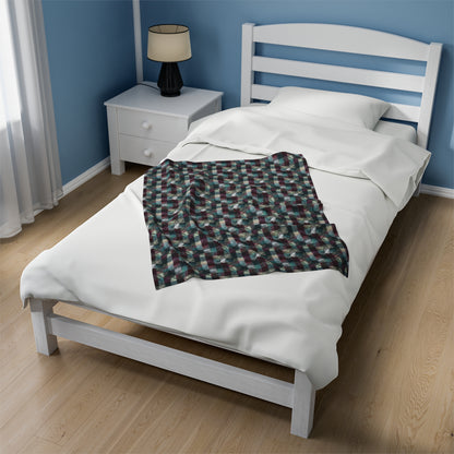 Grunge Plaid Velveteen Plush Blanket