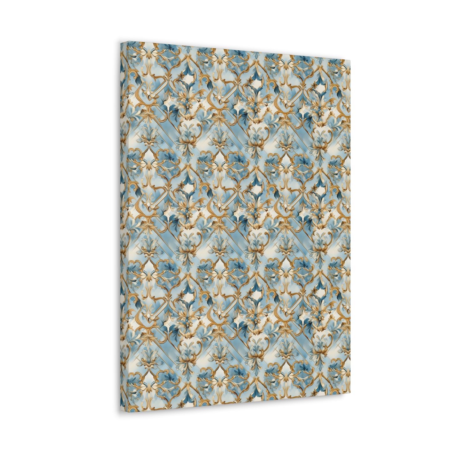 Blue and Gold Flourishes Canvas Gallery Wrap