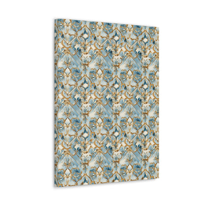 Blue and Gold Flourishes Canvas Gallery Wrap