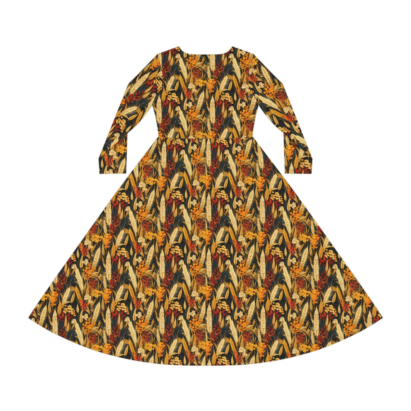 Wheat Women's Long Sleeve Dance Dress (AOP)