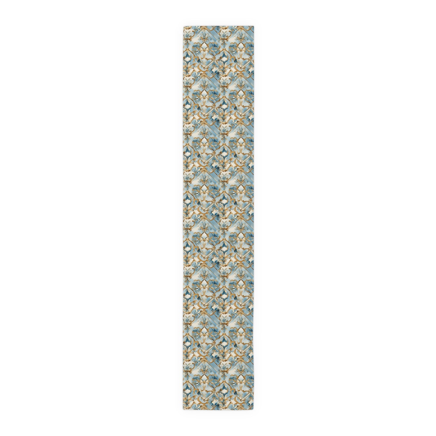 Blue and Gold Flourishes Table Runner (Cotton, Poly)