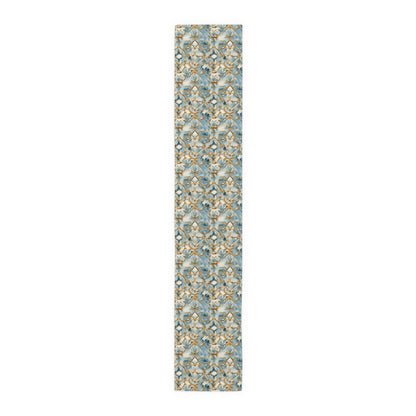 Blue and Gold Flourishes Table Runner (Cotton, Poly)