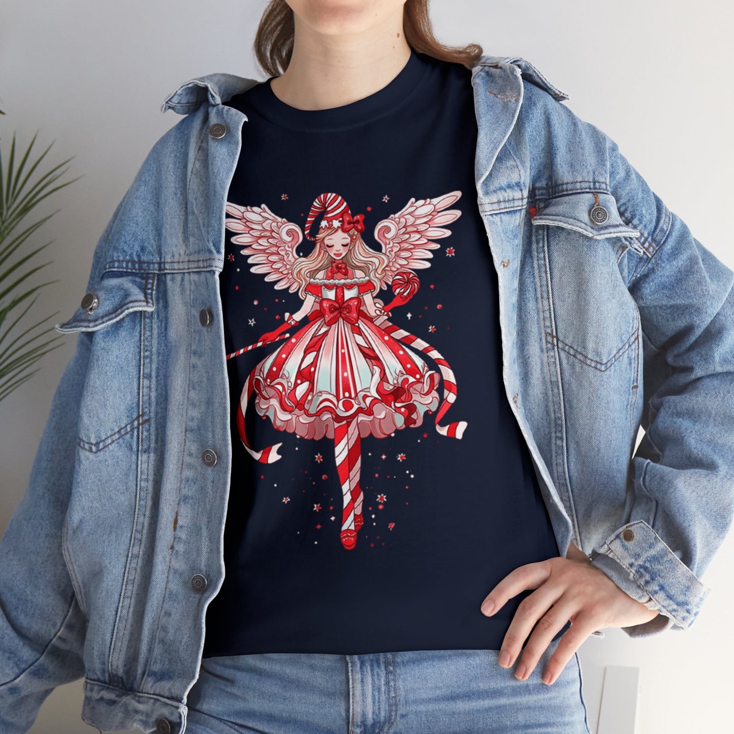 Candy Cane Angel Unisex Heavy Cotton Tee