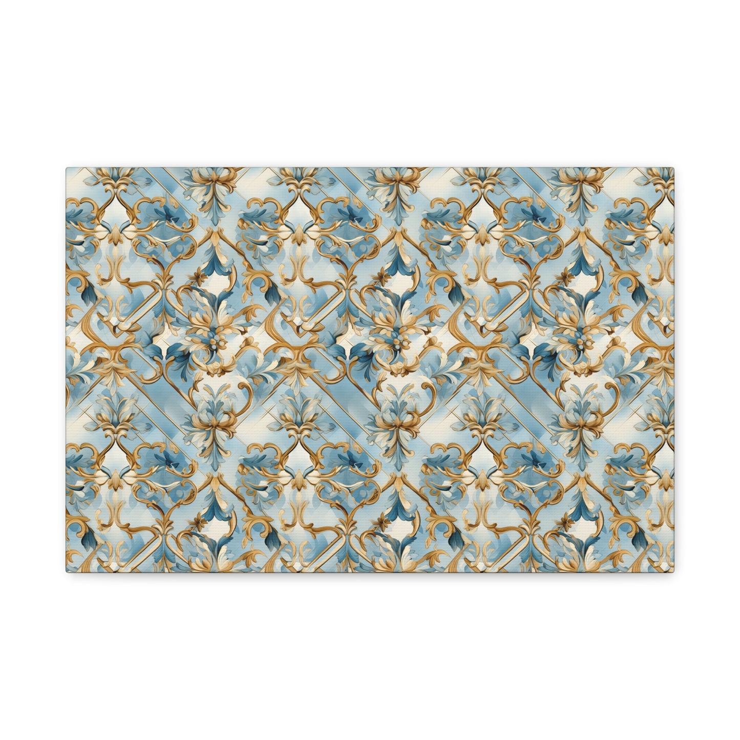 Blue and Gold Flourishes Canvas Gallery Wrap