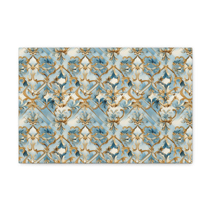 Blue and Gold Flourishes Canvas Gallery Wrap