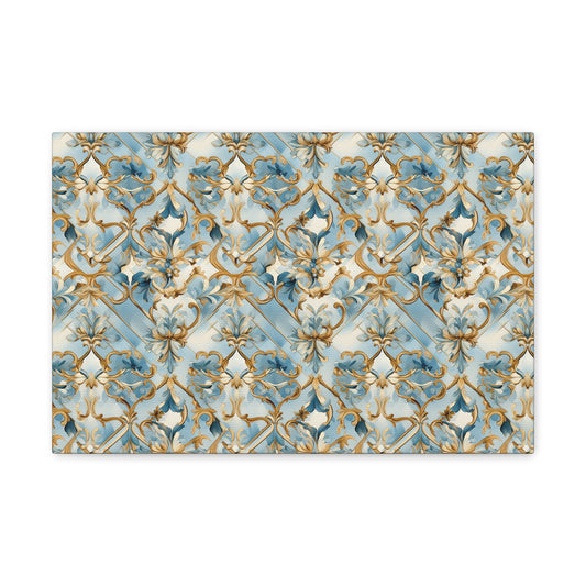 Blue and Gold Flourishes Canvas Gallery Wrap