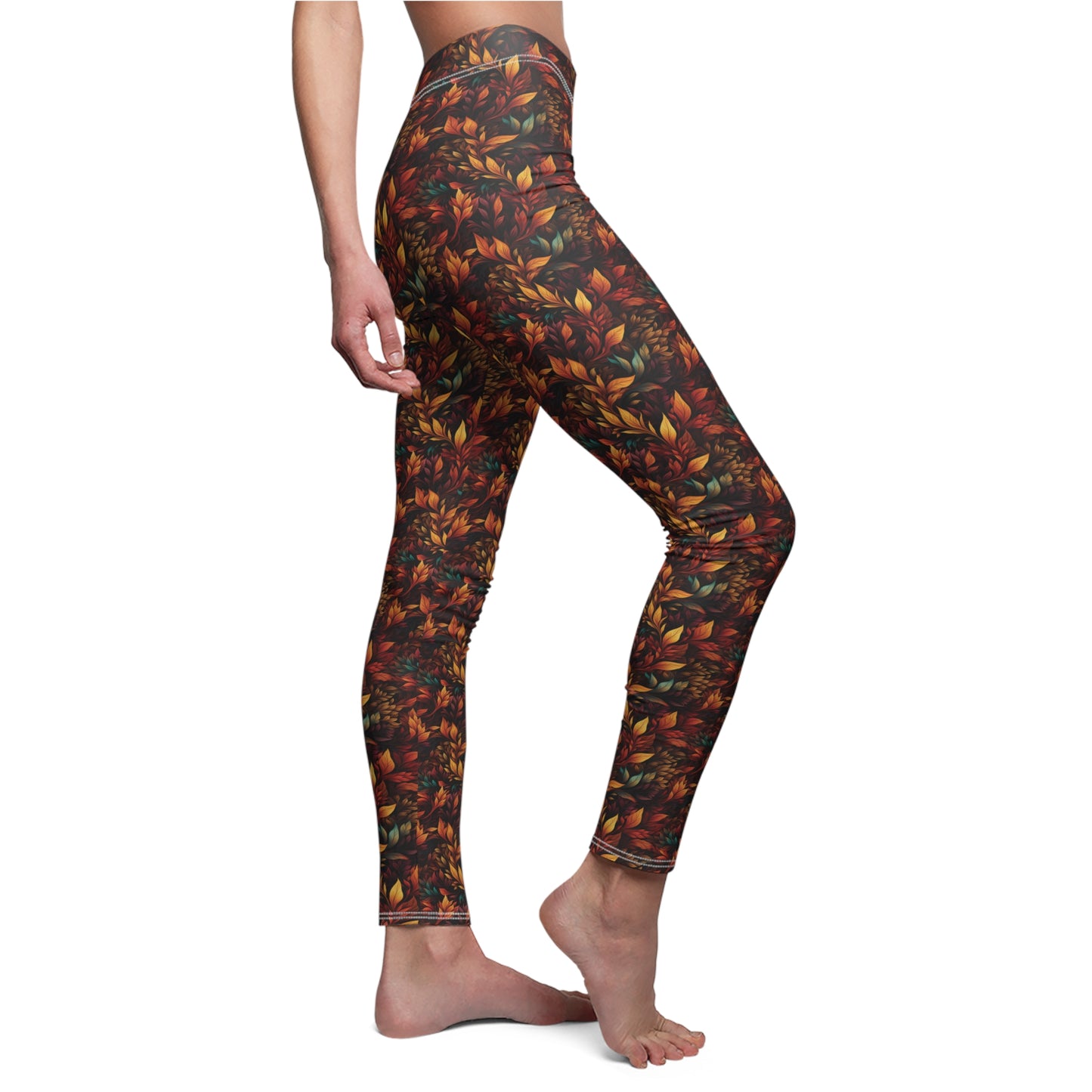 Fall Leaves Women's Cut & Sew Casual Leggings (AOP)