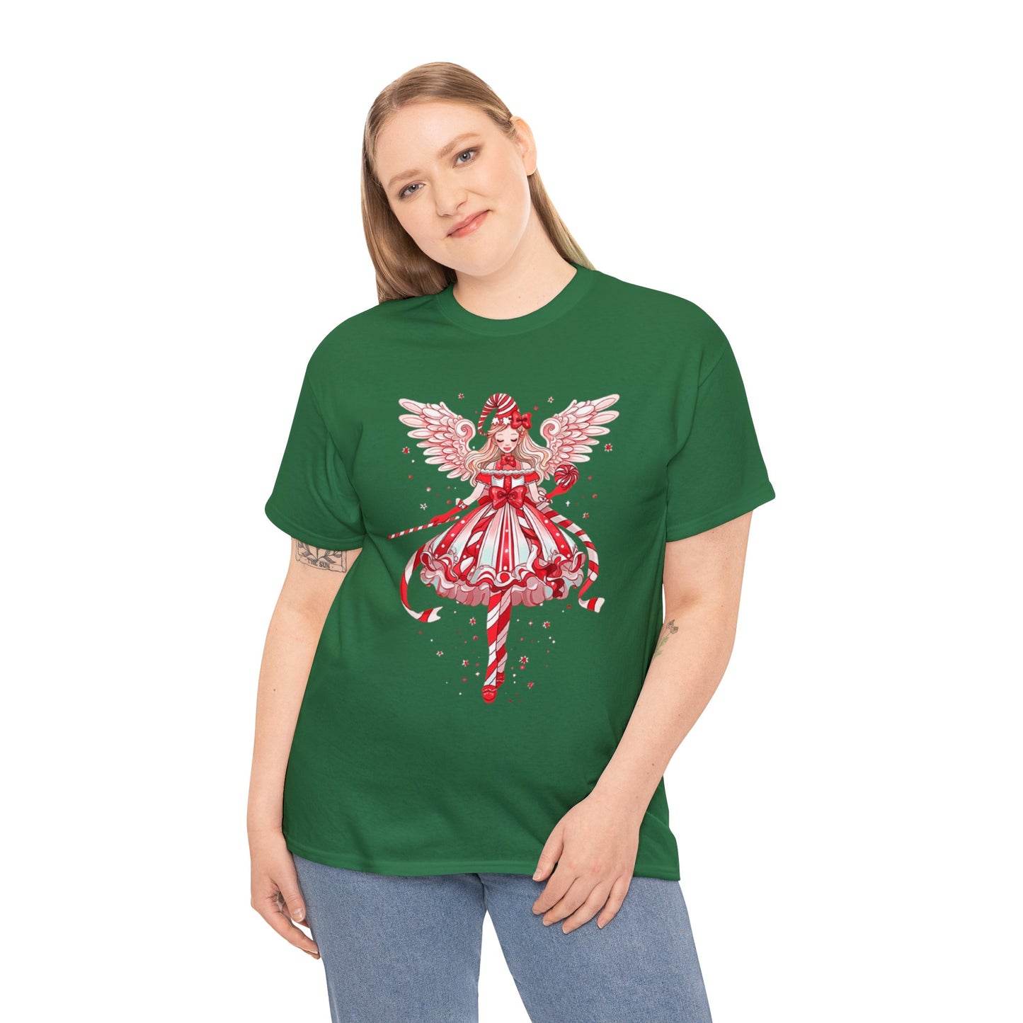 Candy Cane Angel Unisex Heavy Cotton Tee