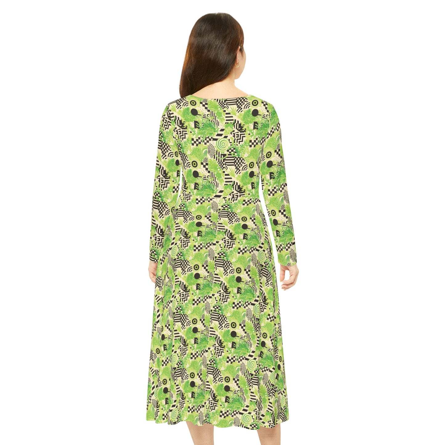 Hedge Maze Women's Long Sleeve Dance Dress (AOP)