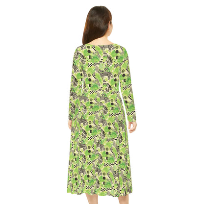 Hedge Maze Women's Long Sleeve Dance Dress (AOP)