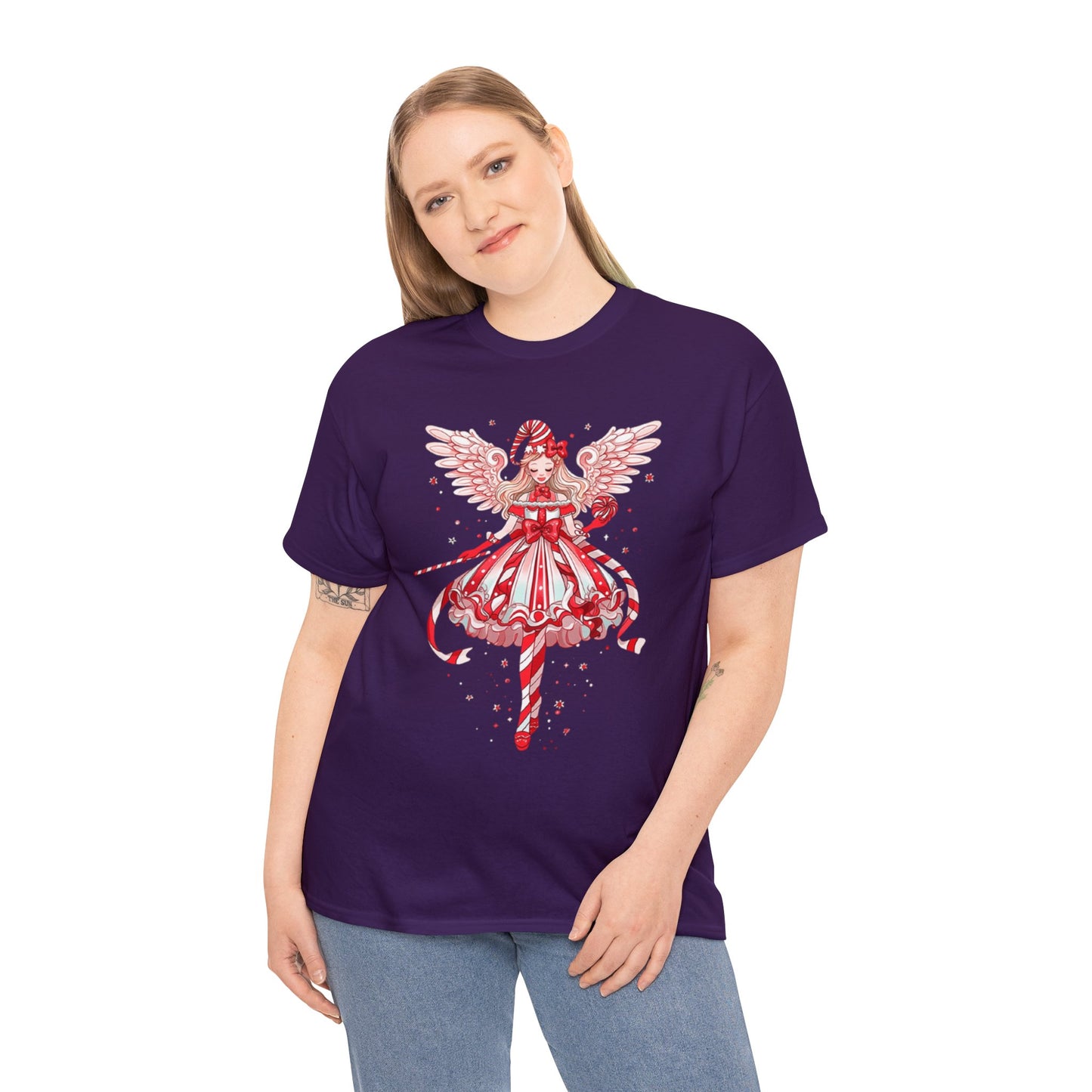 Candy Cane Angel Unisex Heavy Cotton Tee