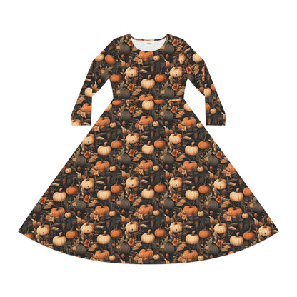 Pumpkin Harvest Women's Long Sleeve Dance Dress (AOP)