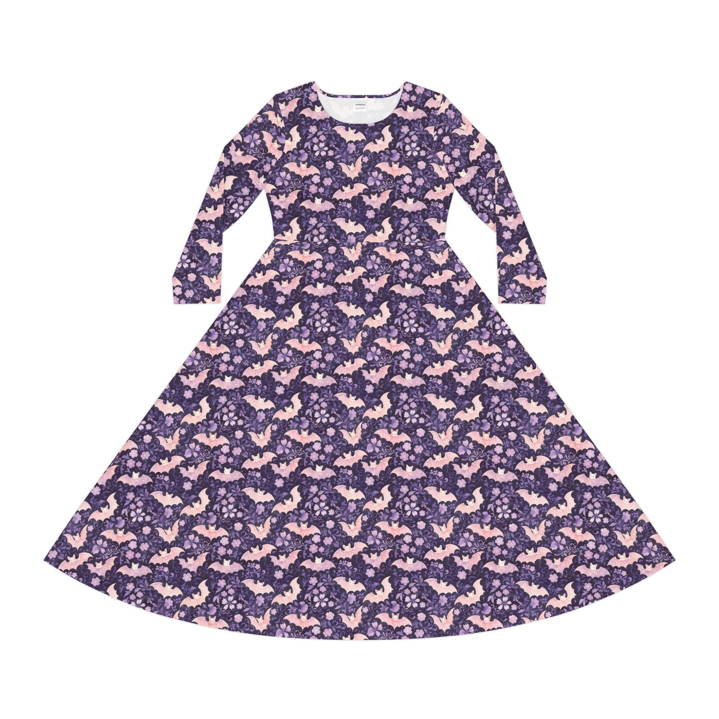 Pastel Bats Women's Long Sleeve Dance Dress (AOP)