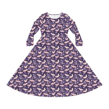 Pastel Bats Women's Long Sleeve Dance Dress (AOP)