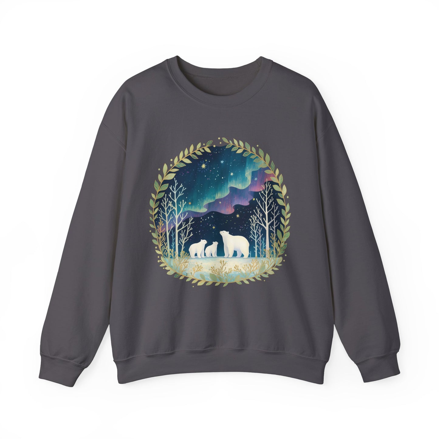Aurora Polar Bears Unisex Heavy Blend™ Crewneck Sweatshirt