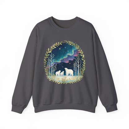 Aurora Polar Bears Unisex Heavy Blend™ Crewneck Sweatshirt