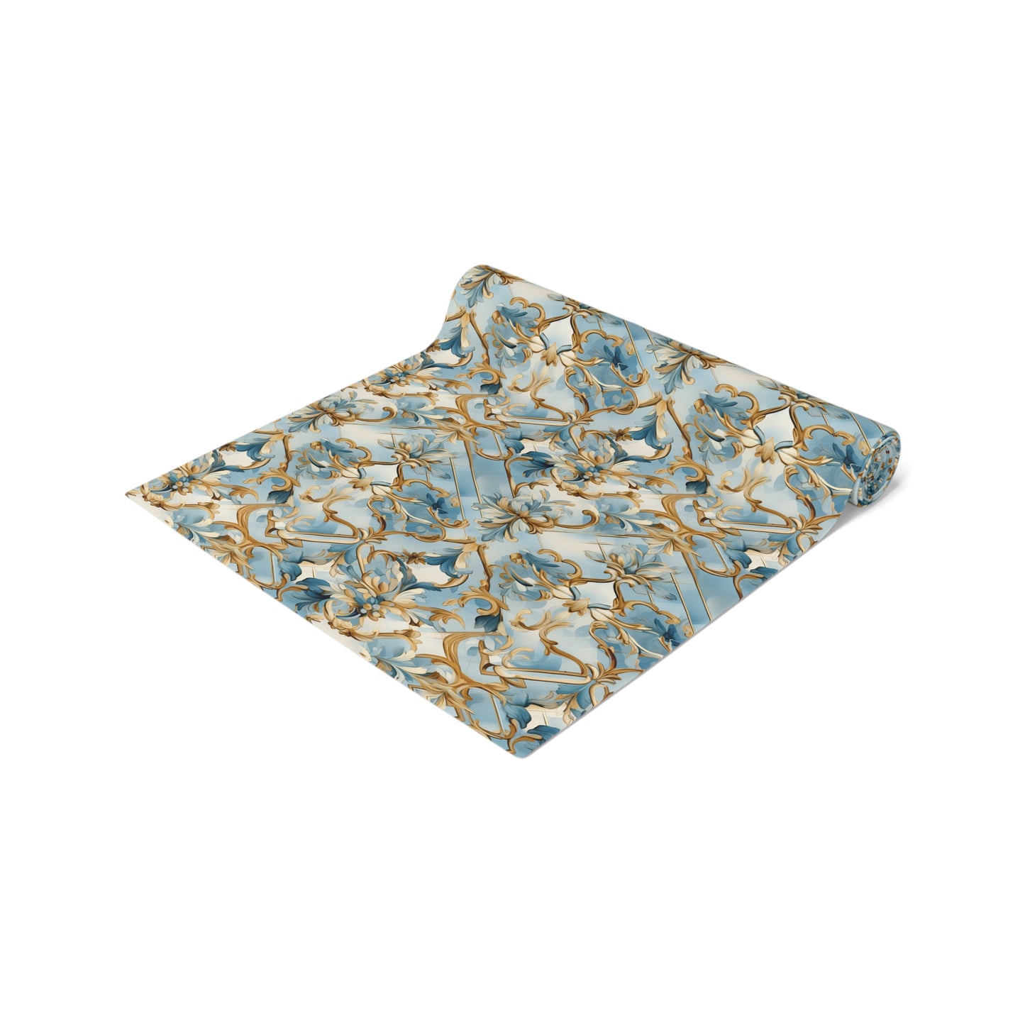 Blue and Gold Flourishes Table Runner (Cotton, Poly)
