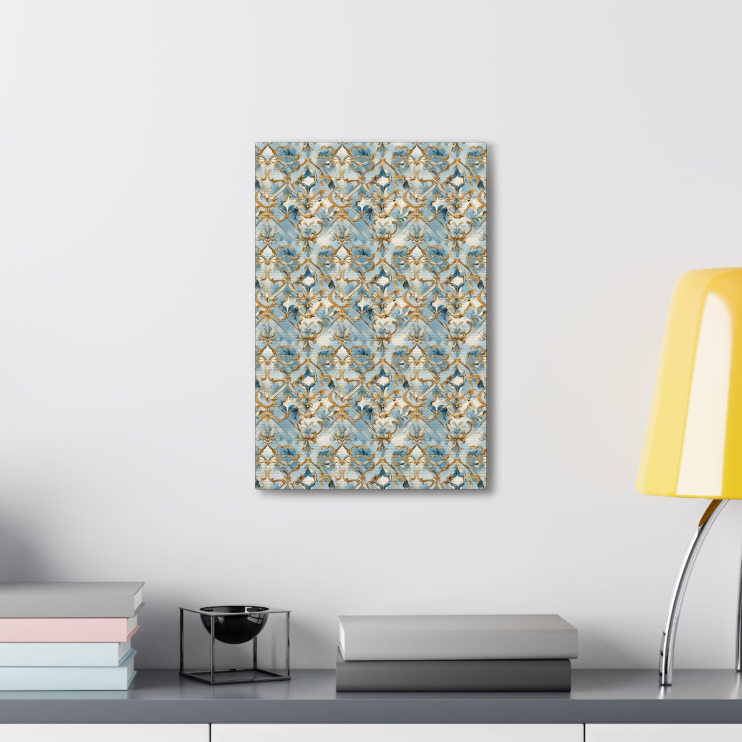 Blue and Gold Flourishes Canvas Gallery Wrap