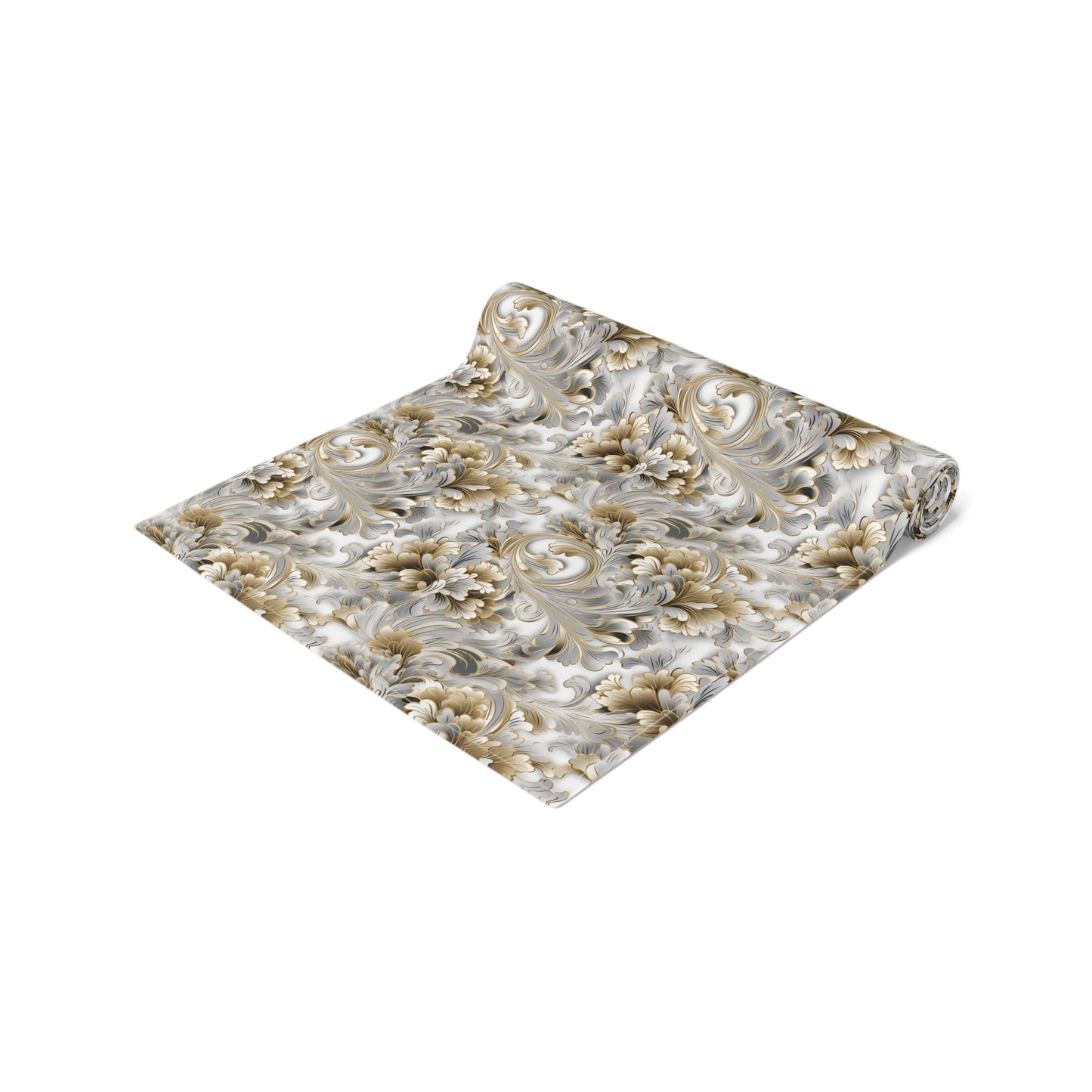 Silver & Gold Filigree Table Runner (Cotton, Poly)