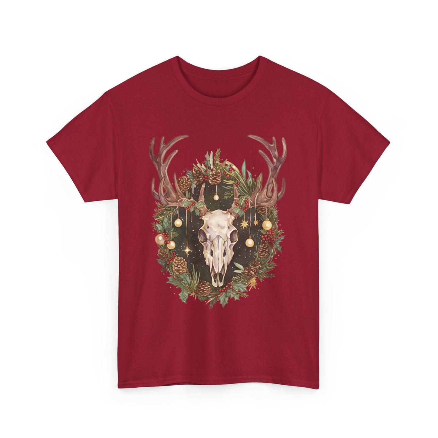 Reindeer Skull Unisex Heavy Cotton Tee
