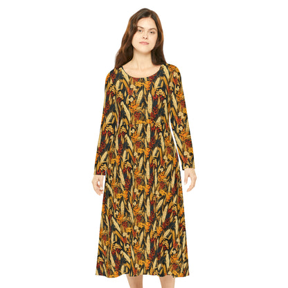 Wheat Women's Long Sleeve Dance Dress (AOP)