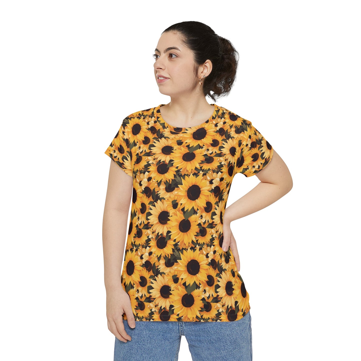 Sunflower Field Women's Short Sleeve Shirt (AOP)