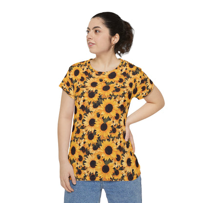Sunflower Field Women's Short Sleeve Shirt (AOP)