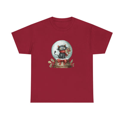 Snowglobe Cat Unisex Heavy Cotton Tee