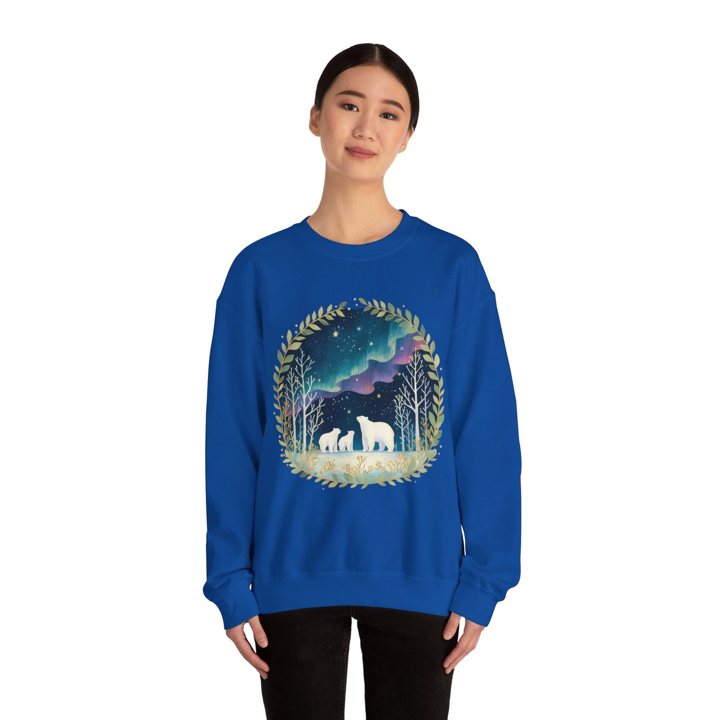 Aurora Polar Bears Unisex Heavy Blend™ Crewneck Sweatshirt