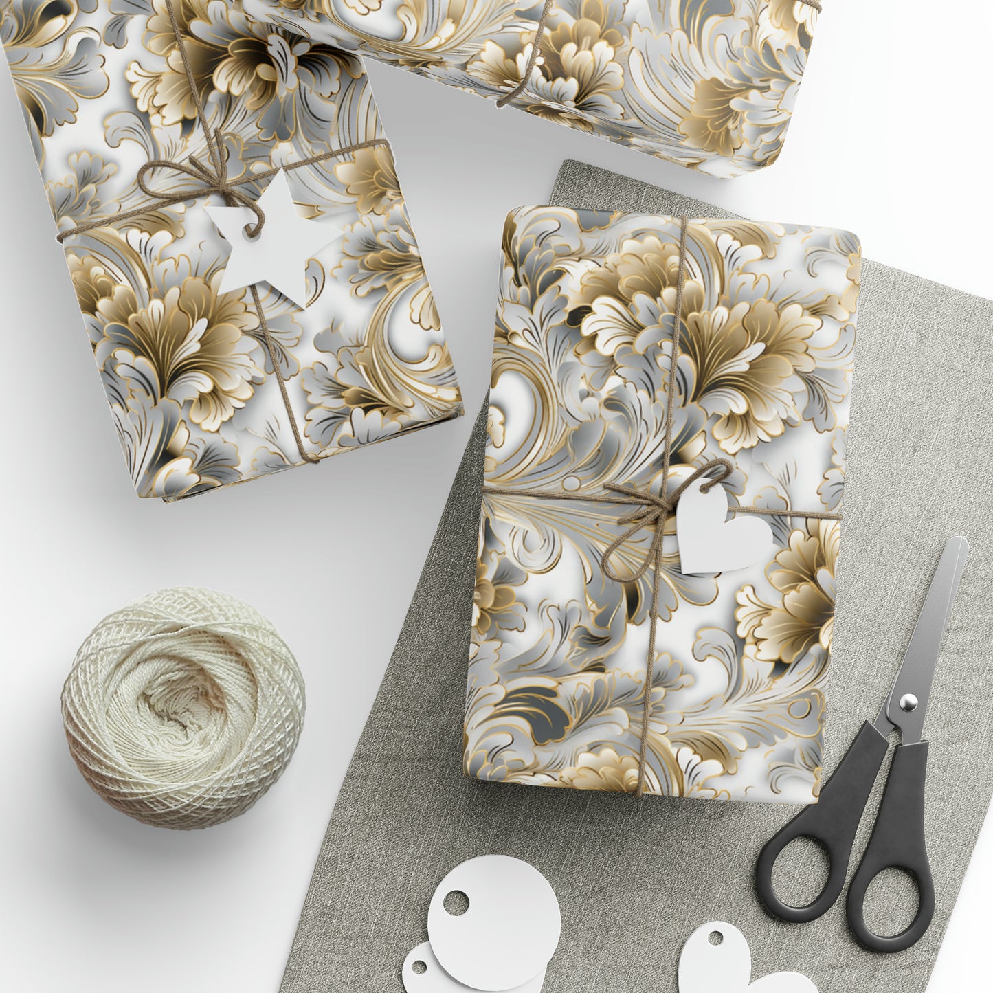 Silver & Gold Filigree Wrapping Papers
