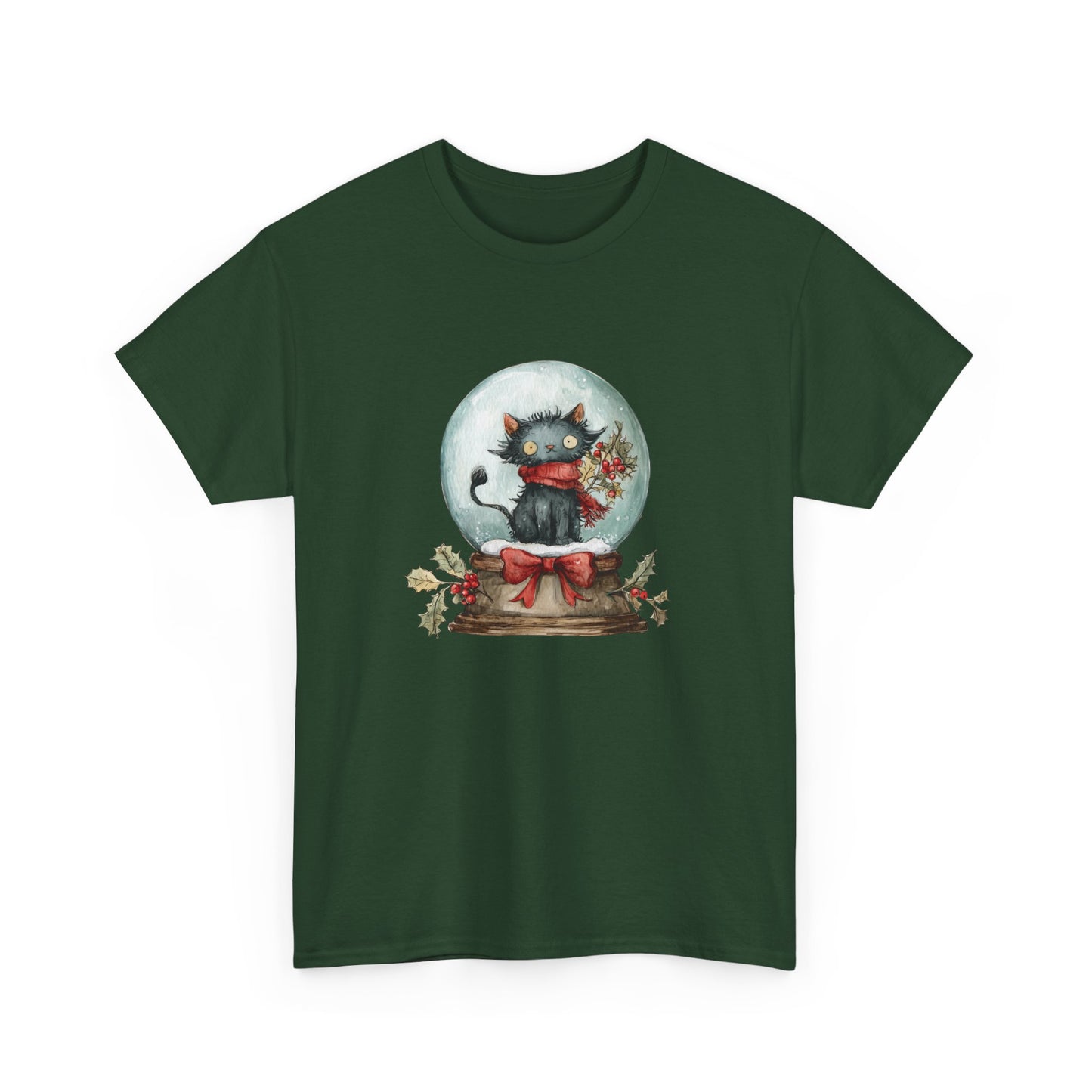 Snowglobe Cat Unisex Heavy Cotton Tee
