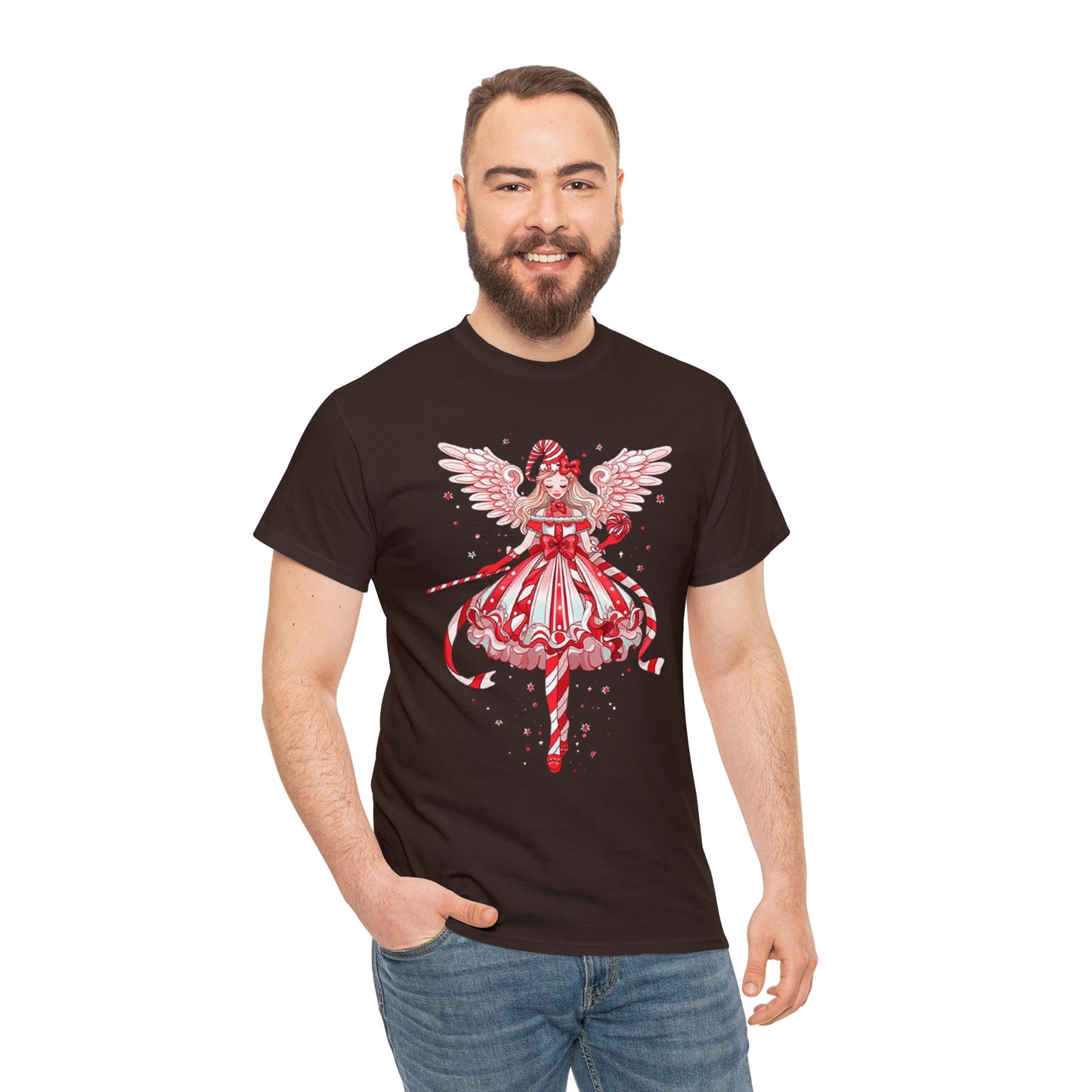 Candy Cane Angel Unisex Heavy Cotton Tee