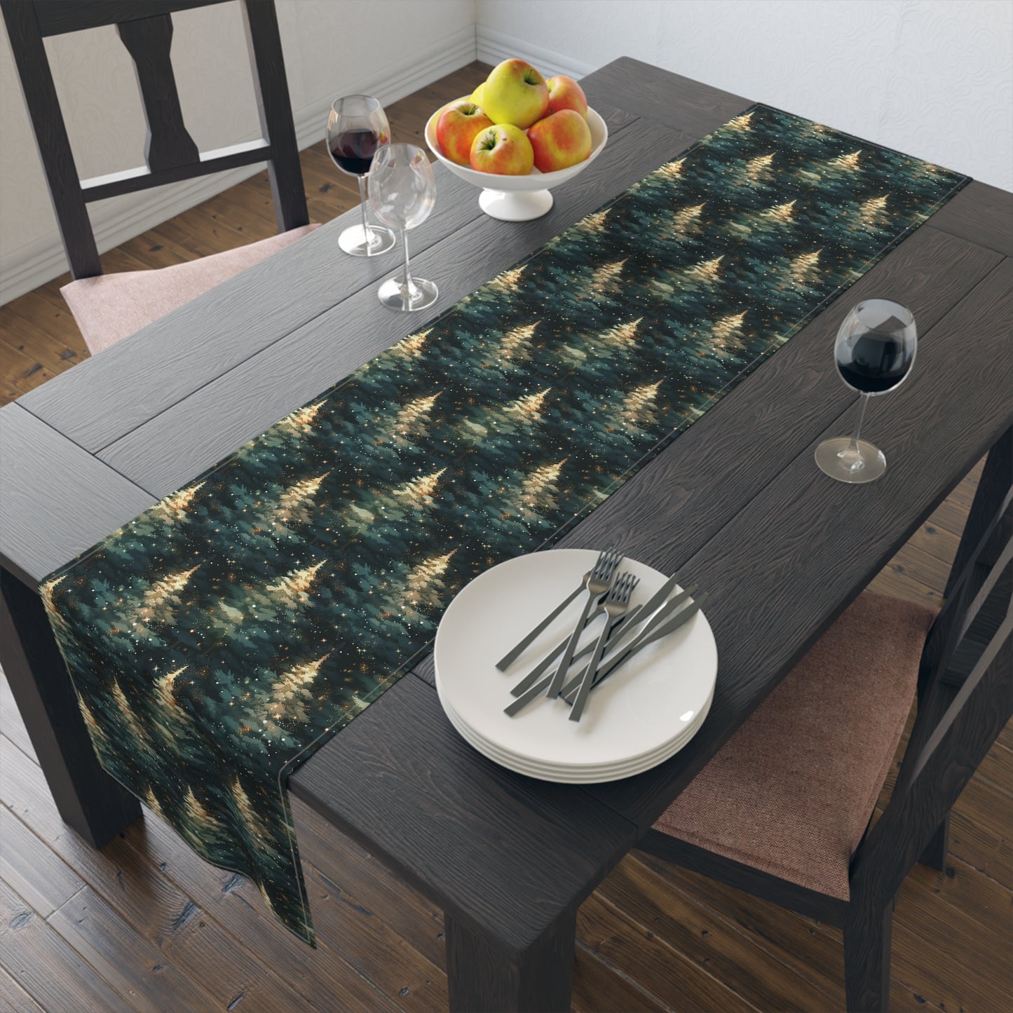 Twinkling Trees Table Runner (Cotton, Poly)