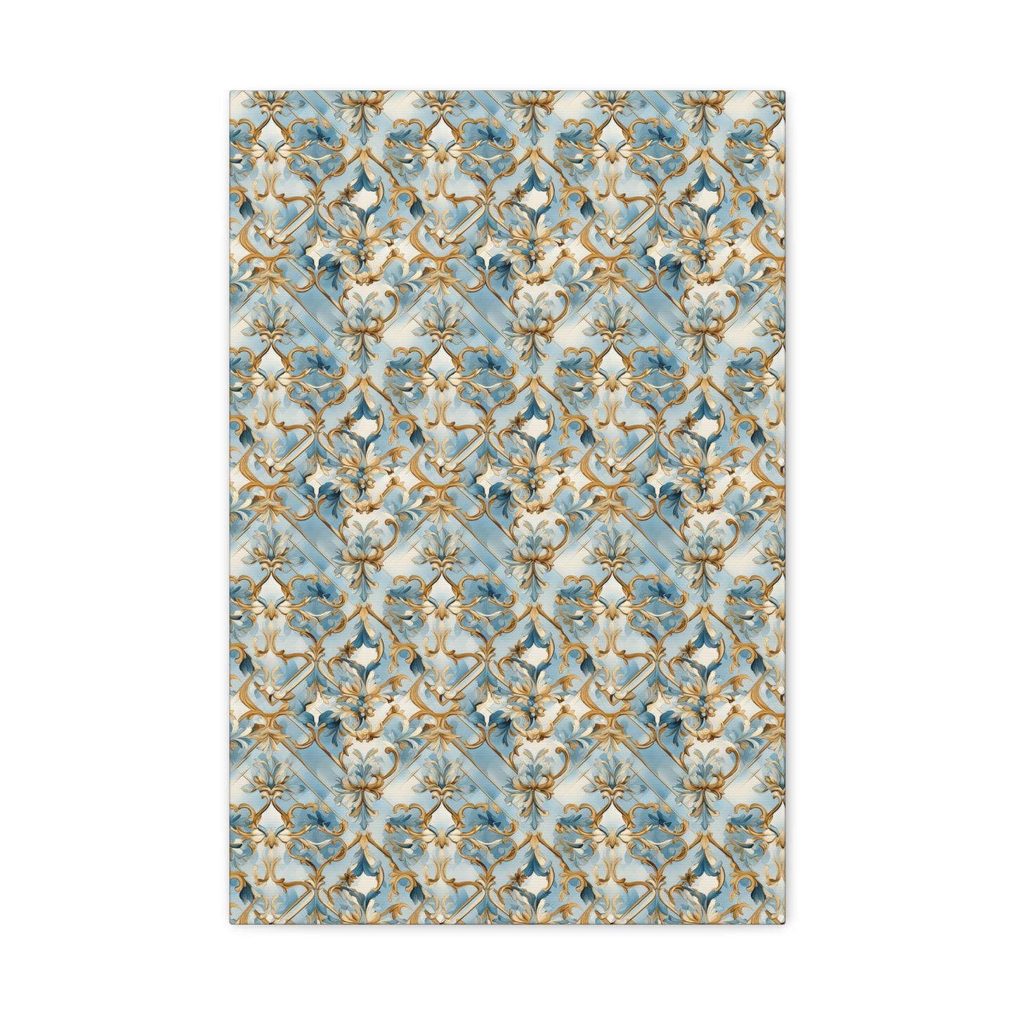 Blue and Gold Flourishes Canvas Gallery Wrap