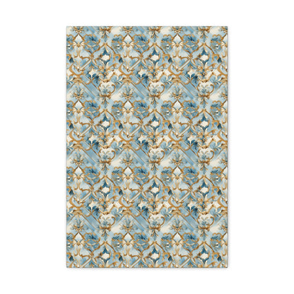 Blue and Gold Flourishes Canvas Gallery Wrap