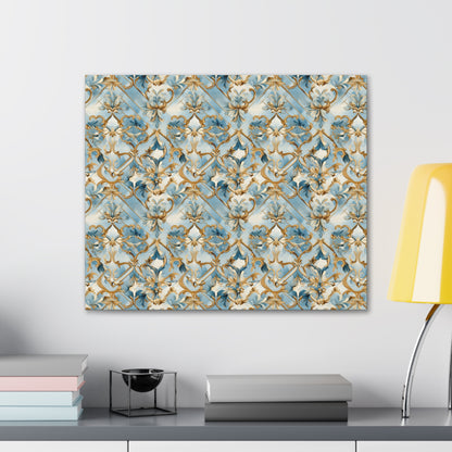 Blue and Gold Flourishes Canvas Gallery Wrap