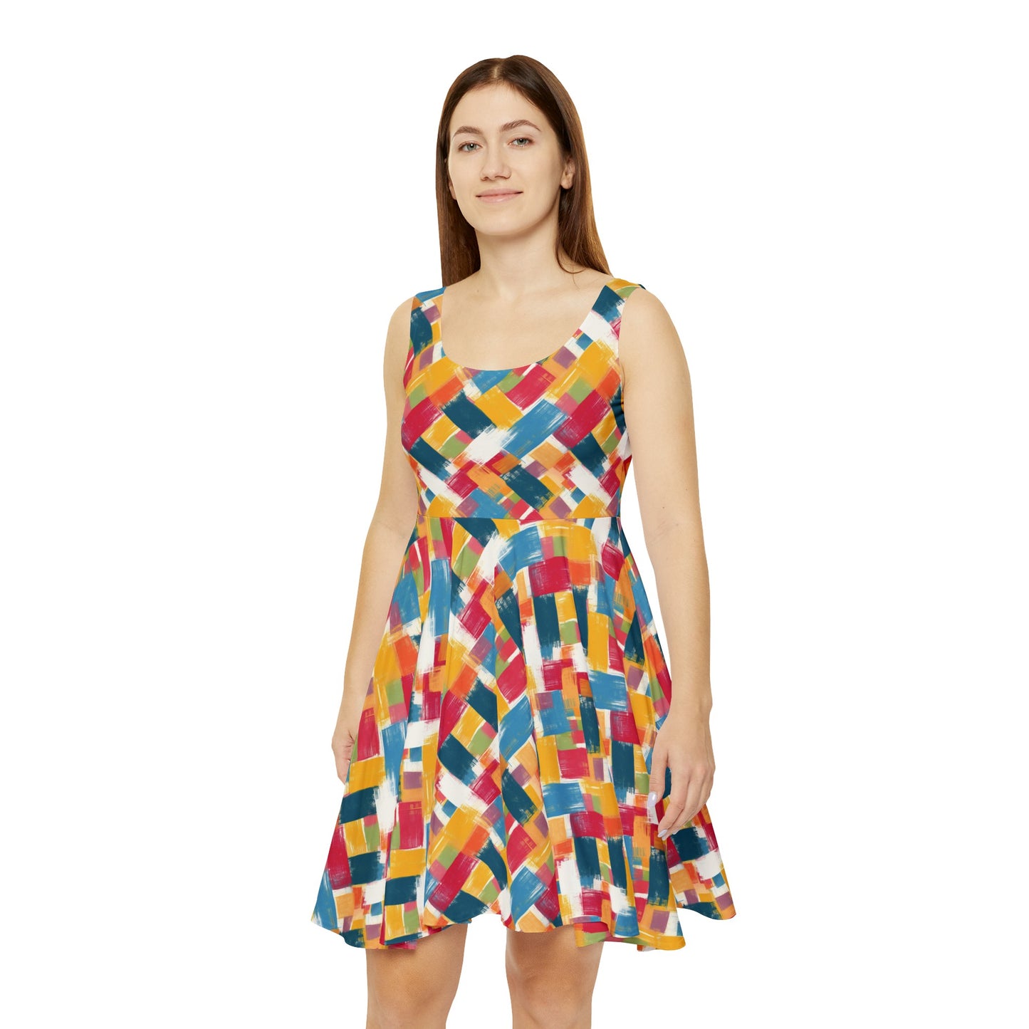 Colorful Crosshatch Women's Skater Dress (AOP)