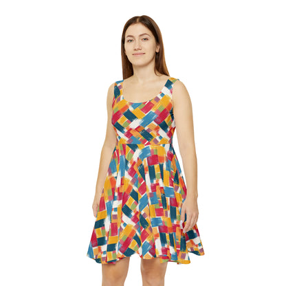 Colorful Crosshatch Women's Skater Dress (AOP)