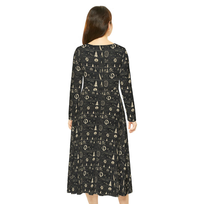 Cursed Sigils Women's Long Sleeve Dance Dress (AOP)