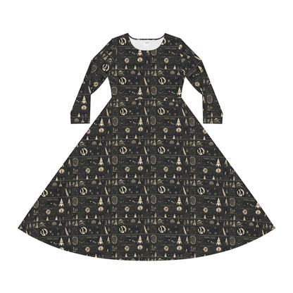 Cursed Sigils Women's Long Sleeve Dance Dress (AOP)