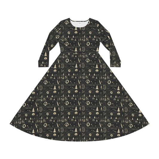 Cursed Sigils Women's Long Sleeve Dance Dress (AOP)