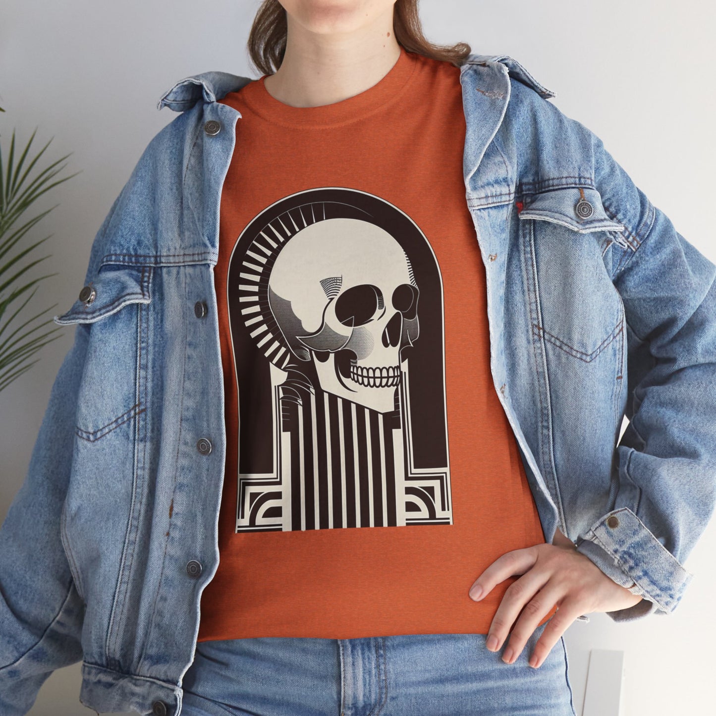 Art Deco Skull Unisex Heavy Cotton Tee