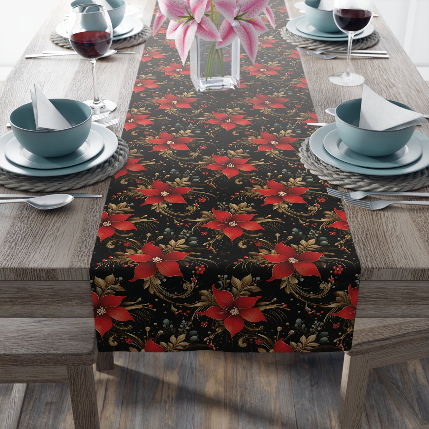 Pretty Poinsettias Table Runner (Cotton, Poly)