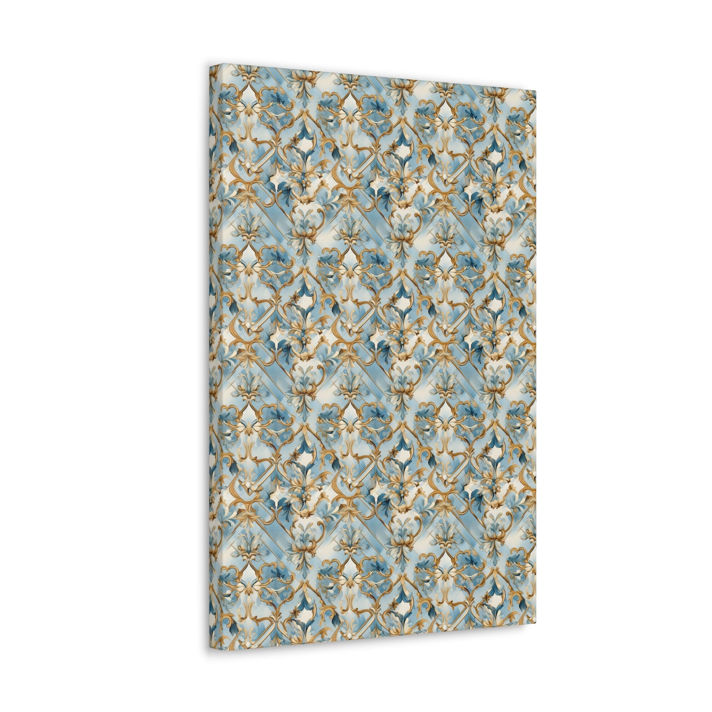 Blue and Gold Flourishes Canvas Gallery Wrap